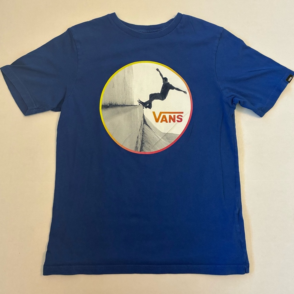 Boys M Vans Royal Blue Skateboarder Tee